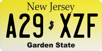 NJ license plate A29XZF