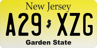 NJ license plate A29XZG