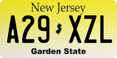 NJ license plate A29XZL