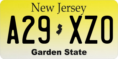 NJ license plate A29XZO