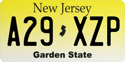 NJ license plate A29XZP