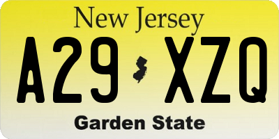 NJ license plate A29XZQ