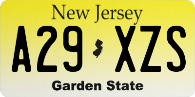 NJ license plate A29XZS