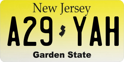 NJ license plate A29YAH