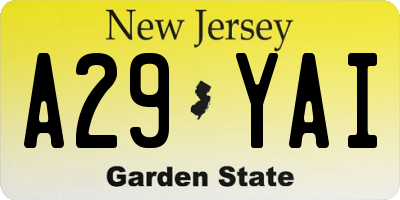 NJ license plate A29YAI
