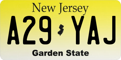 NJ license plate A29YAJ