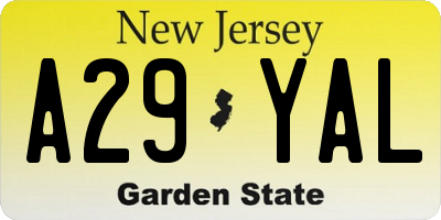 NJ license plate A29YAL
