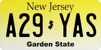 NJ license plate A29YAS