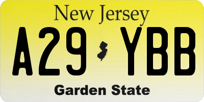 NJ license plate A29YBB
