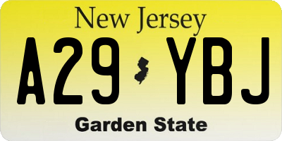 NJ license plate A29YBJ