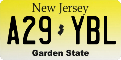 NJ license plate A29YBL