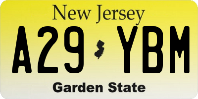 NJ license plate A29YBM