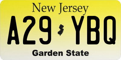 NJ license plate A29YBQ