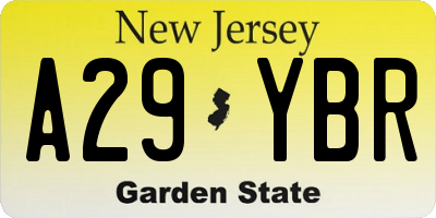 NJ license plate A29YBR