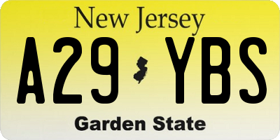NJ license plate A29YBS