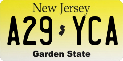 NJ license plate A29YCA