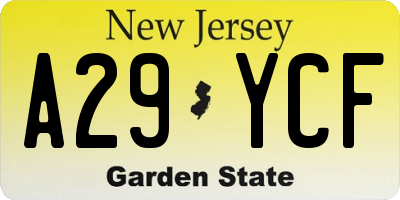 NJ license plate A29YCF