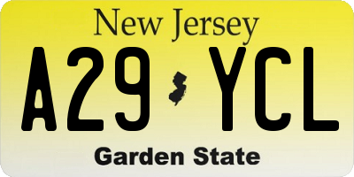 NJ license plate A29YCL