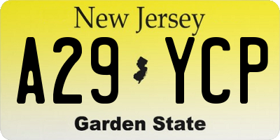 NJ license plate A29YCP