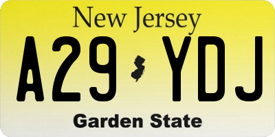 NJ license plate A29YDJ