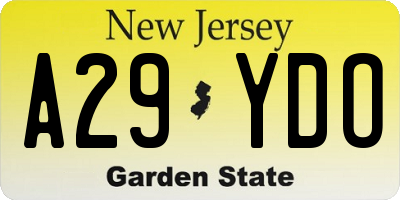 NJ license plate A29YDO