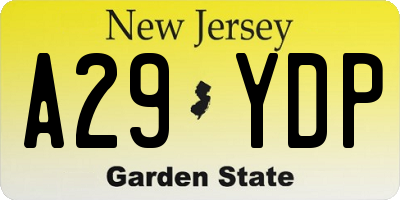NJ license plate A29YDP