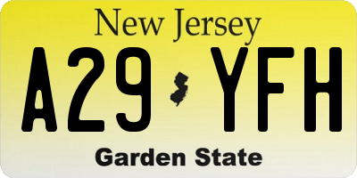 NJ license plate A29YFH