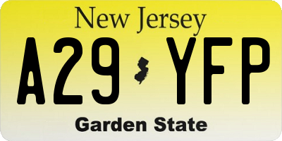 NJ license plate A29YFP