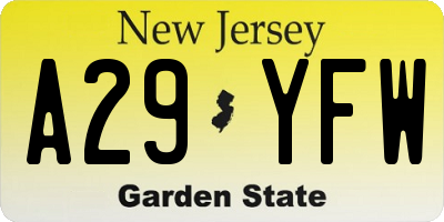 NJ license plate A29YFW