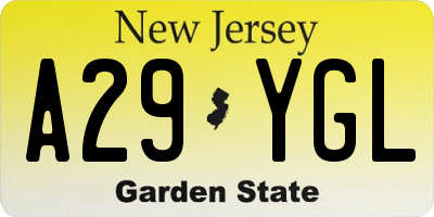 NJ license plate A29YGL