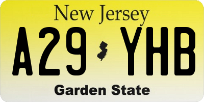 NJ license plate A29YHB