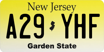 NJ license plate A29YHF