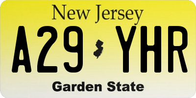 NJ license plate A29YHR