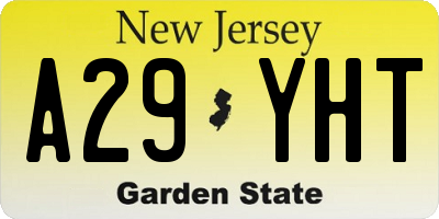 NJ license plate A29YHT