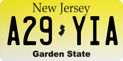 NJ license plate A29YIA