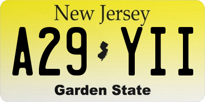 NJ license plate A29YII
