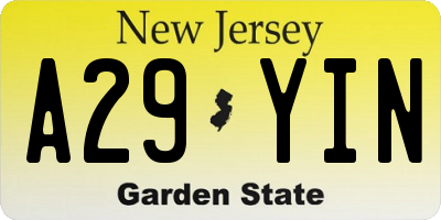 NJ license plate A29YIN