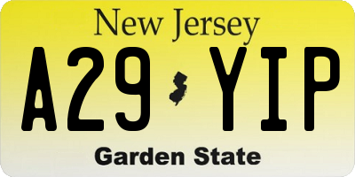 NJ license plate A29YIP
