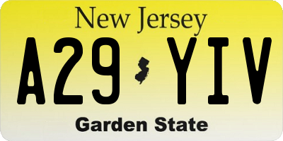 NJ license plate A29YIV