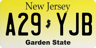NJ license plate A29YJB