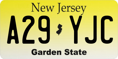 NJ license plate A29YJC