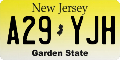 NJ license plate A29YJH