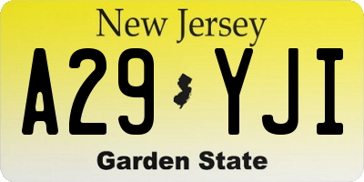 NJ license plate A29YJI