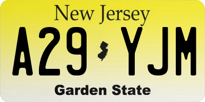 NJ license plate A29YJM