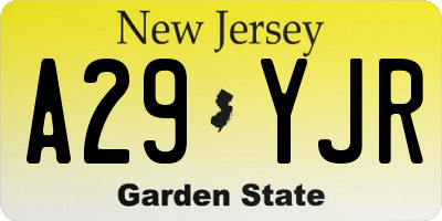 NJ license plate A29YJR