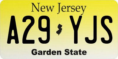NJ license plate A29YJS