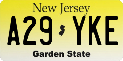 NJ license plate A29YKE