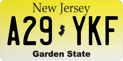 NJ license plate A29YKF
