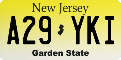 NJ license plate A29YKI