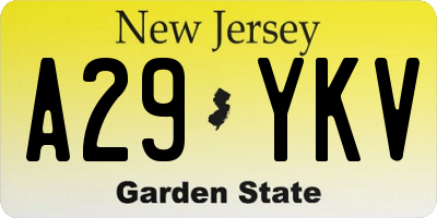 NJ license plate A29YKV